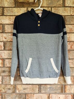 Cat & Jack Navy & Gray Knit Hooded Pullover